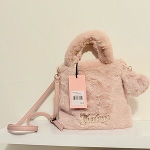 Elegant Pink Faux Fur Handbag